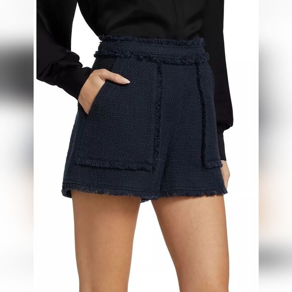 Cinq a Sept Allen Boucle Tweed Tailored Fit Shorts Navy Blue Women's Size 10 - Picture 1 of 14